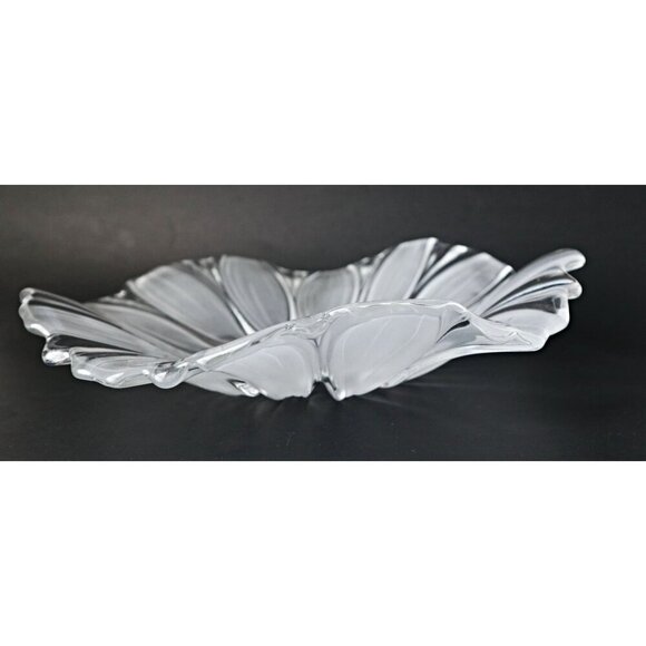 Vintage Mikasa Sunflower Frosted Art Glass Platter Fruit Bowl Centerpiece - Picture 4 of 4